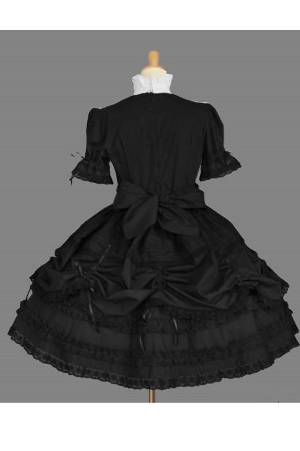 Adult Costume Black and White Western Gothic Lolita Dress - Click Image to Close